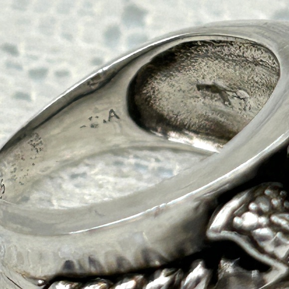 Vintage 925 Selling Silver Wide Band Flower and Vine Ring Size 5 1/2 ~ 5.5 - Picture 7 of 13